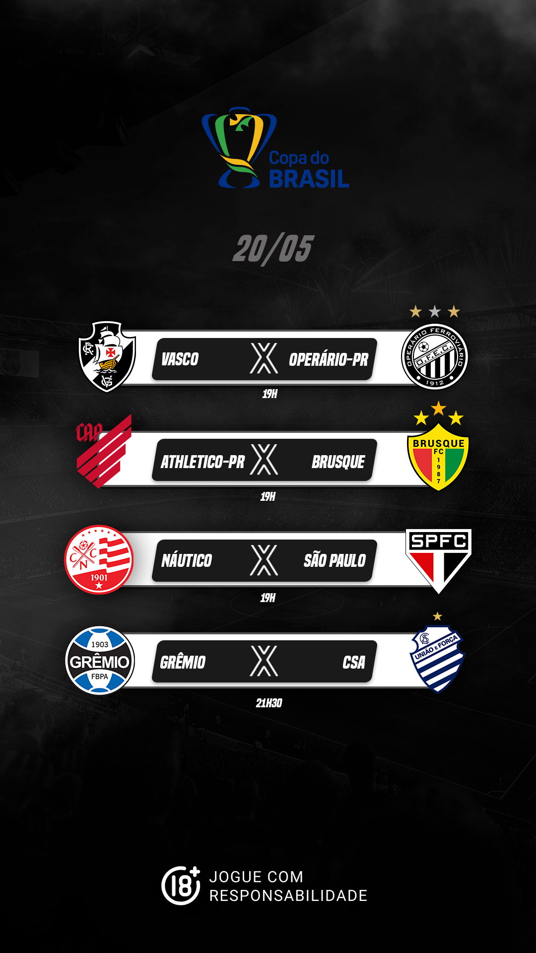 Palpites para a Terceira Fase da Copa do Brasil | 20/05/2025