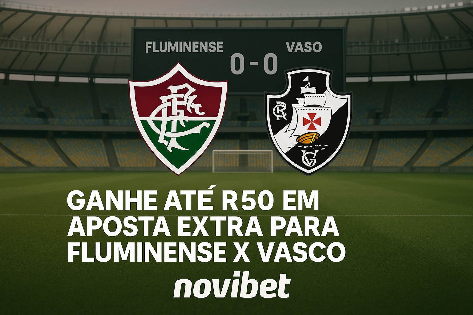 Saiba como ganhar R$ 50 em Aposta Extra na Novibet no jogo entre Fluminense x Vasco pelo Campeonato Brasileiro de 2025.