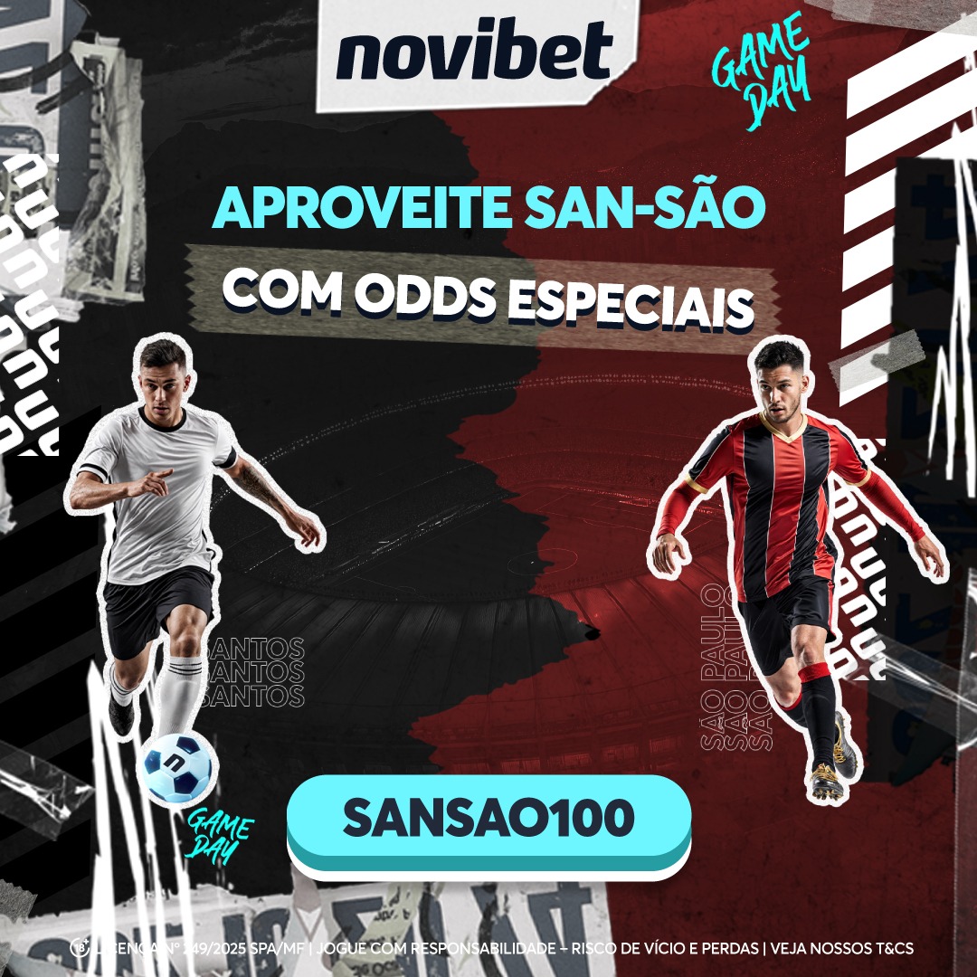 Novibet oferece odds 100 para vitória de Santos ou São Paulo no San-São da 24º rodada do Brasileirão Série A - Promoção exclusiva para novos clientes com código promocional