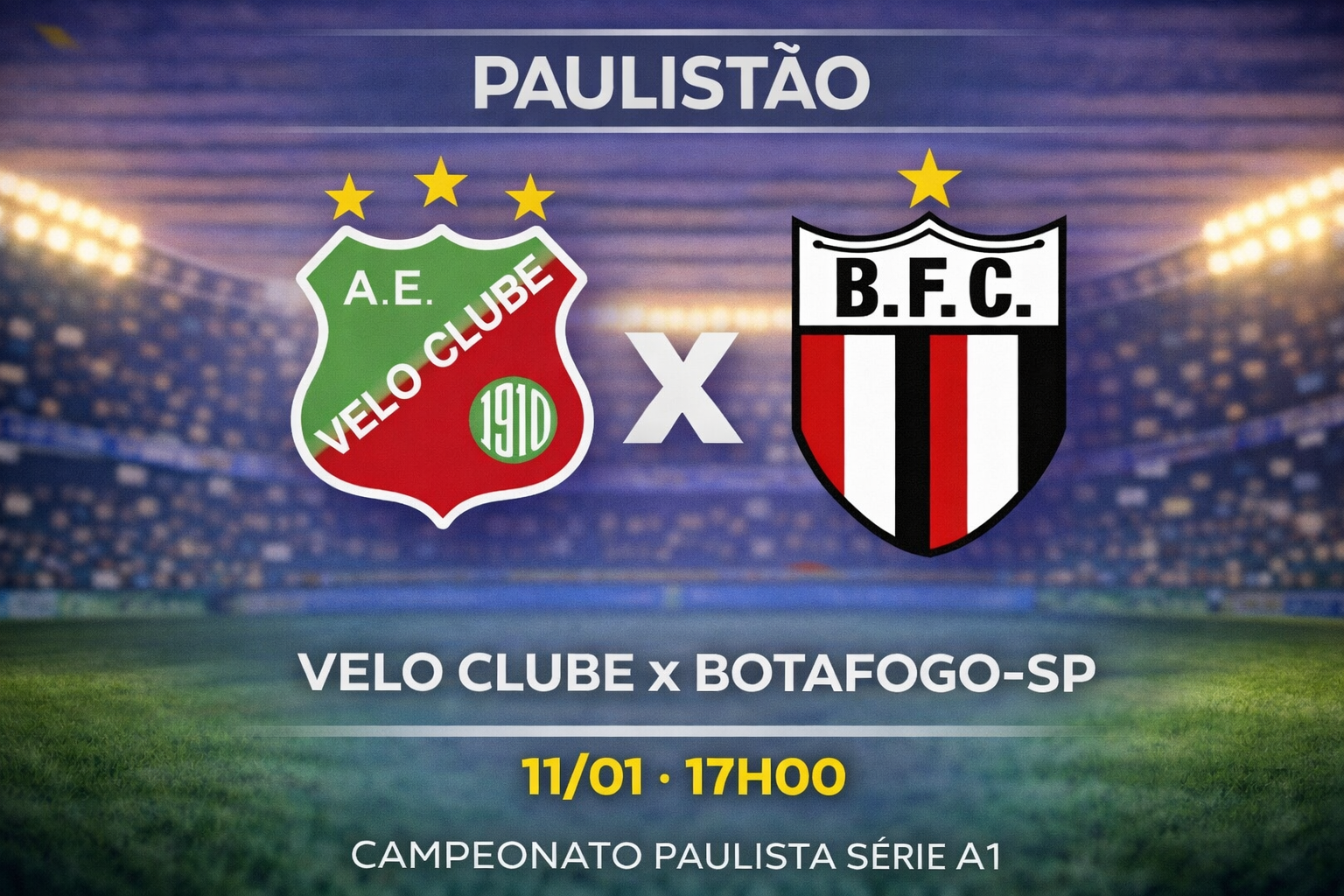 Palpite: Velo Clube x Botafogo-SP - Campeonato Paulista (11/01/2026)