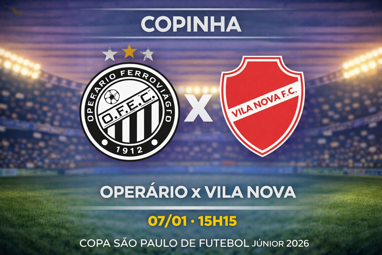 Palpite: Operário x Vila Nova - Copinha 07/01/2026