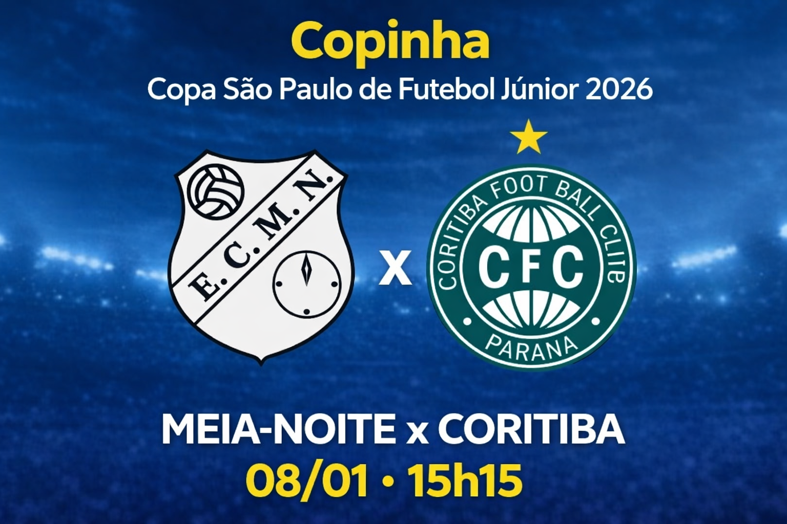 Palpite: Meia-Noite x Coritiba - Copinha 08/01/2026