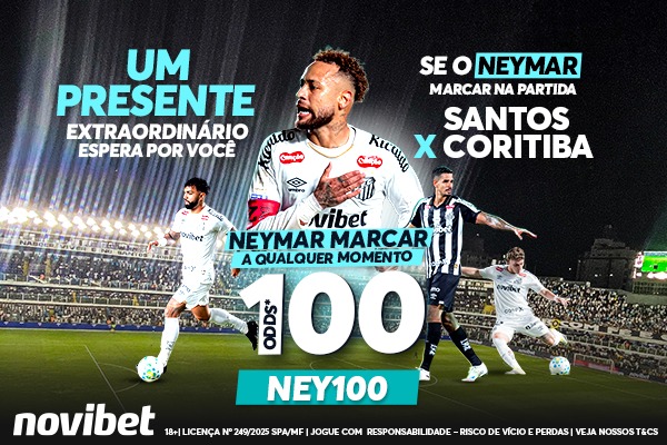 Odds 100 para Neymar marcar em Santos x Coritiba
