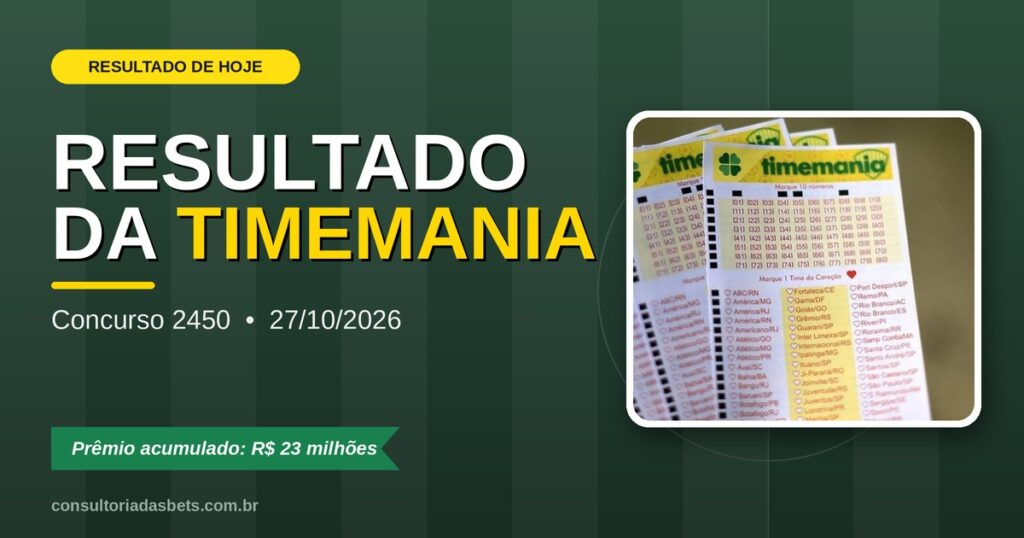 Resultado da Timemania concurso 2450 com volante da loteria